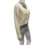 Long Sleeve Knits Hollow Out Short Coat GQNF-Y00218TM