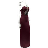 Tube Top Backless Solid Color Maxi Dress GQNF-Y00205DC