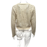 Long Sleeve Knits Hollow Out Short Coat GQNF-Y00218TM