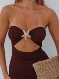 Tube Top Backless Solid Color Maxi Dress GQNF-Y00205DC