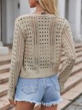 Long Sleeve Knits Hollow Out Short Coat GQNF-Y00218TM