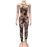 Backless Halterneck Print Jumpsuit GQNF-Y00219QC
