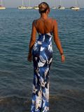 Sexy Print Backless Sling Maxi Dress GQNF-Y00208DC