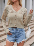 Long Sleeve Knits Hollow Out Short Coat GQNF-Y00218TM