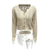 Long Sleeve Knits Hollow Out Short Coat GQNF-Y00218TM