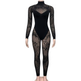 Lace Patchwork Sexy Hollow Out Jumpsuit GQNF-F00231QL