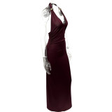 Sexy U Neck Backless Sling Maxi Dress GQNF-Y00223DC