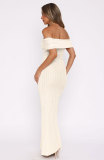 Off Shoulder Solid Color Maxi Dress GQNF-Y00055D
