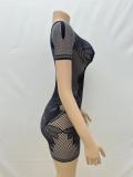 Hollow Out Short Sleeve Knits Romper GQNF-F00014Q