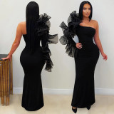 Slash Shoulder Ruffles Maxi Dress CYA-902050