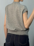 Embroidered Knit Solid Color Sleeveless Tops GQNF-Y00082TM