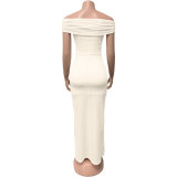 Off Shoulder Solid Color Maxi Dress GQNF-Y00055D