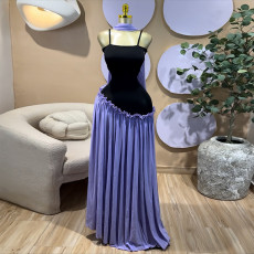 Sexy Patchwork Sling Maxi Dress GMSF-SU9014A