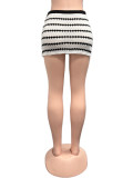 Black White Contrast Color Stripe Mini Skirt GQNF-Y00098DM