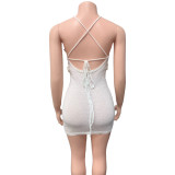 Solid Color V Neck Mini Dress GQNF-Y00106DM