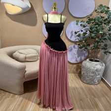 Sexy Patchwork Sling Maxi Dress GMSF-SU9014A
