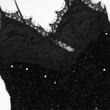 V Neck Backless Sequin Sling Mini Dress CYA-902122