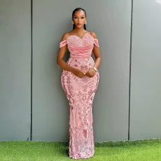 Velour Sequin Sleeveless Maxi Dress CYA-902069