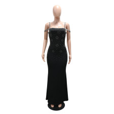 Sexy Hot Drill Solid Color Maxi Dress CYA-902100