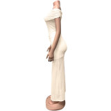 Off Shoulder Solid Color Maxi Dress GQNF-Y00055D