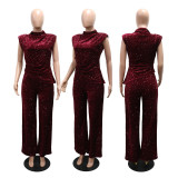 Sleeveless Irregular Tops Loose Pants Suit CYA-902179