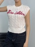 Letter Print Short Sleeve Knits Tops GQNF-F00067T