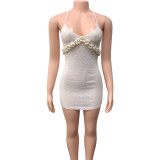 Solid Color V Neck Mini Dress GQNF-Y00106DM