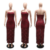 Sexy Sequin Split Sling Evening Dress CYA-902184
