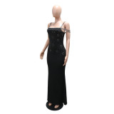 Sexy Hot Drill Solid Color Maxi Dress CYA-902100