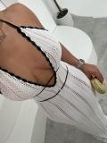 V Neck Halterneck Backless Knits Maxi Dress GQNF-F00043D