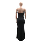 Sexy Hot Drill Solid Color Maxi Dress CYA-902100