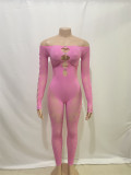 Solid Color Long Sleeve Hollow Out Jumpsuit GQNF-F00010Q