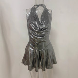 Halterneck Backless Tie Up Mini Dress LSD-2652