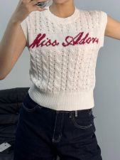 Letter Print Short Sleeve Knits Tops GQNF-F00067T