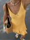 Solid Color Knits Ruffles Sling Mini Dress GQNF-F00041D