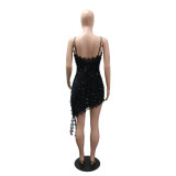 V Neck Backless Sequin Sling Mini Dress CYA-902122