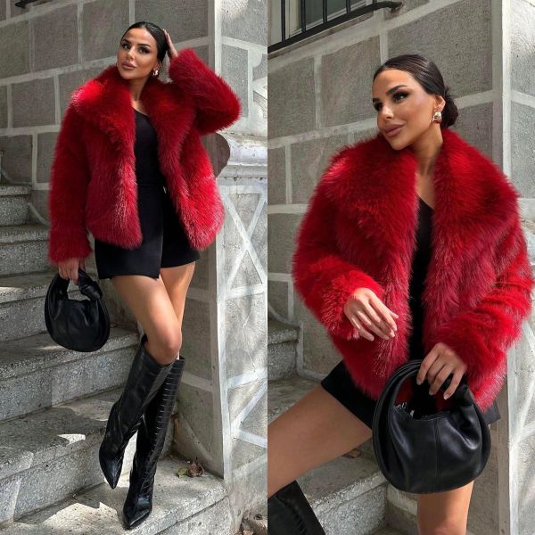 Faux Fur Collar Long Sleeve Short Jacket SH-391330