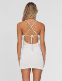 Solid Color V Neck Mini Dress GQNF-Y00106DM