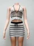 V Neck Halterneck Backless Knits Tops GQNF-Y00142TM