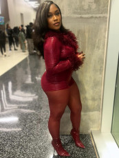 Solid Color Furry Neck Two Piece Shorts Set CH-25073