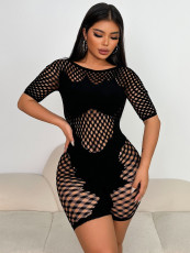 Lace Hollow Out Short Sleeve Romper GQNF-F00174QD