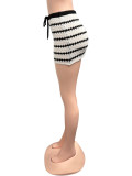 Black White Contrast Color Stripe Mini Skirt GQNF-Y00098DM