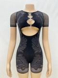 Hollow Out Short Sleeve Knits Romper GQNF-F00014Q