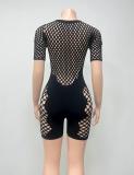Lace Hollow Out Short Sleeve Romper GQNF-F00174QD