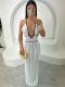 V Neck Halterneck Backless Knits Maxi Dress GQNF-F00043D