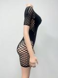 Lace Hollow Out Short Sleeve Romper GQNF-F00174QD
