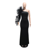 Slash Shoulder Ruffles Maxi Dress CYA-902050