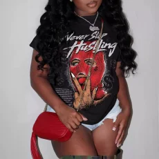 Short Sleeve Print Loose T Shirt GXJL-DX1222