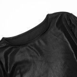 Plus Size O Neck Long Sleeve Two Piece Shorts Set MXBF-J25ST444