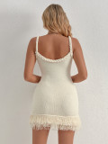 Solid Color Tassel Sling Mini Dress GQNF-Y00140DM